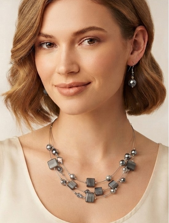 Fashion Mixed Beads Necklace and Earrings Set Fashion Mixed Beads Necklace and Earrings Set